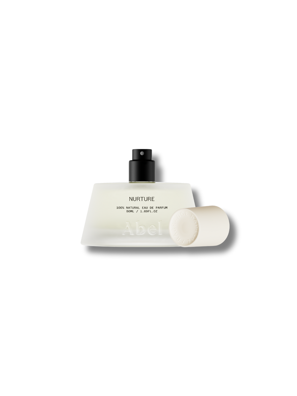 Perfume bottle labeled 'Nurture' on a white background