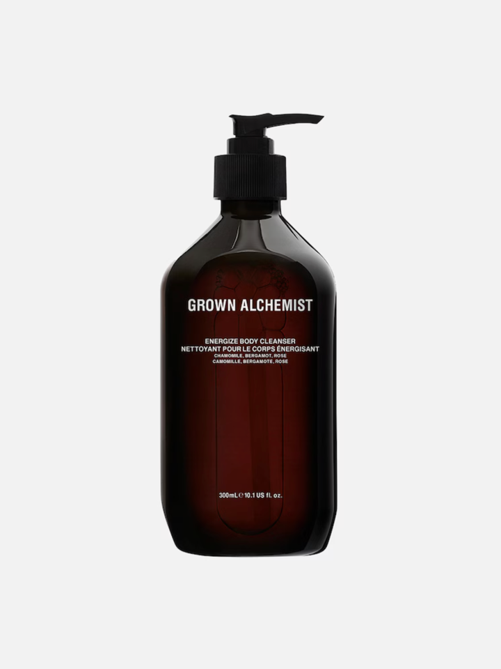 Grown Alchemist body cleanser bottle on a white background