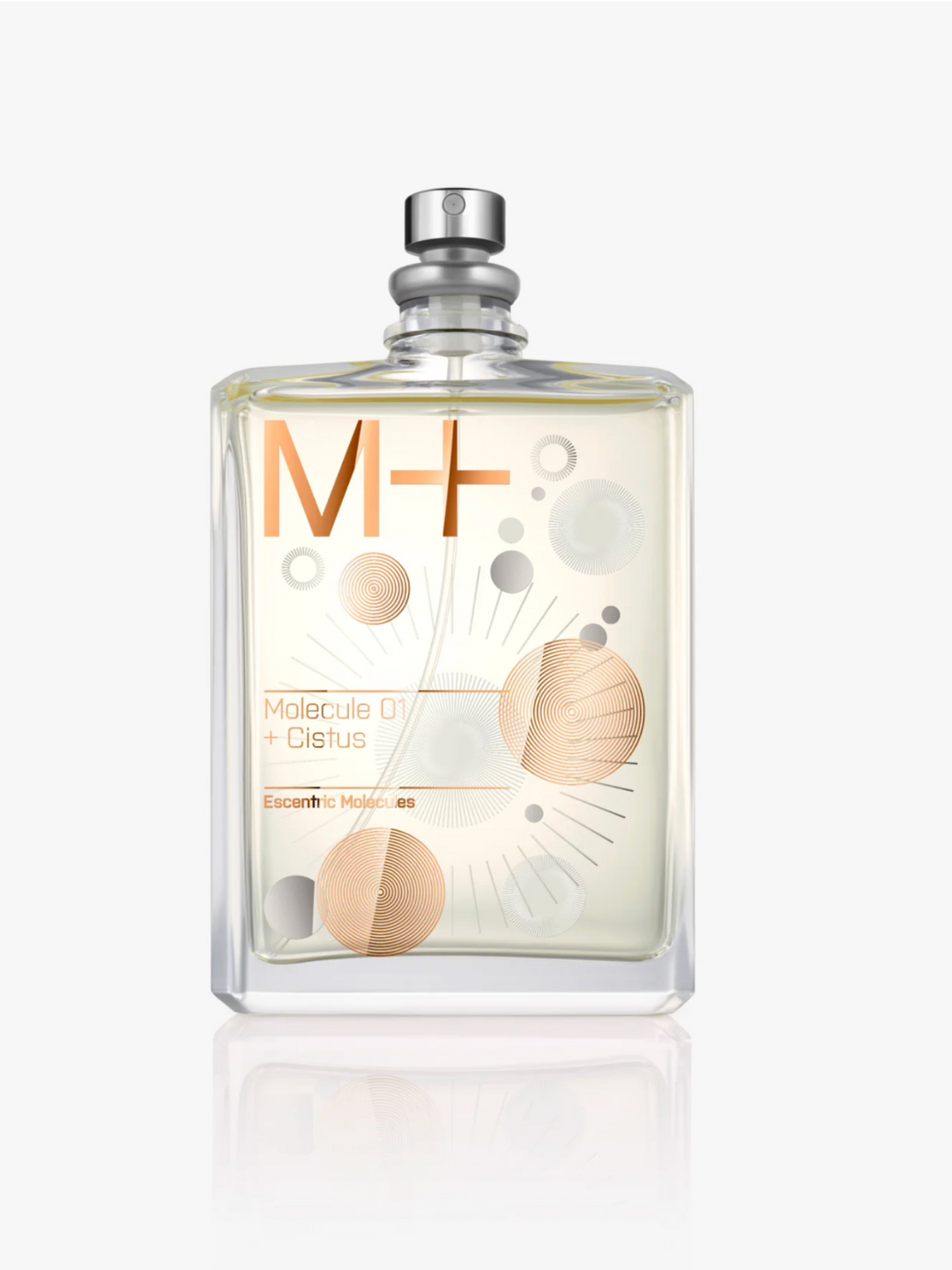 Perfume bottle with 'Molecule 01 Distill' label on a white background
