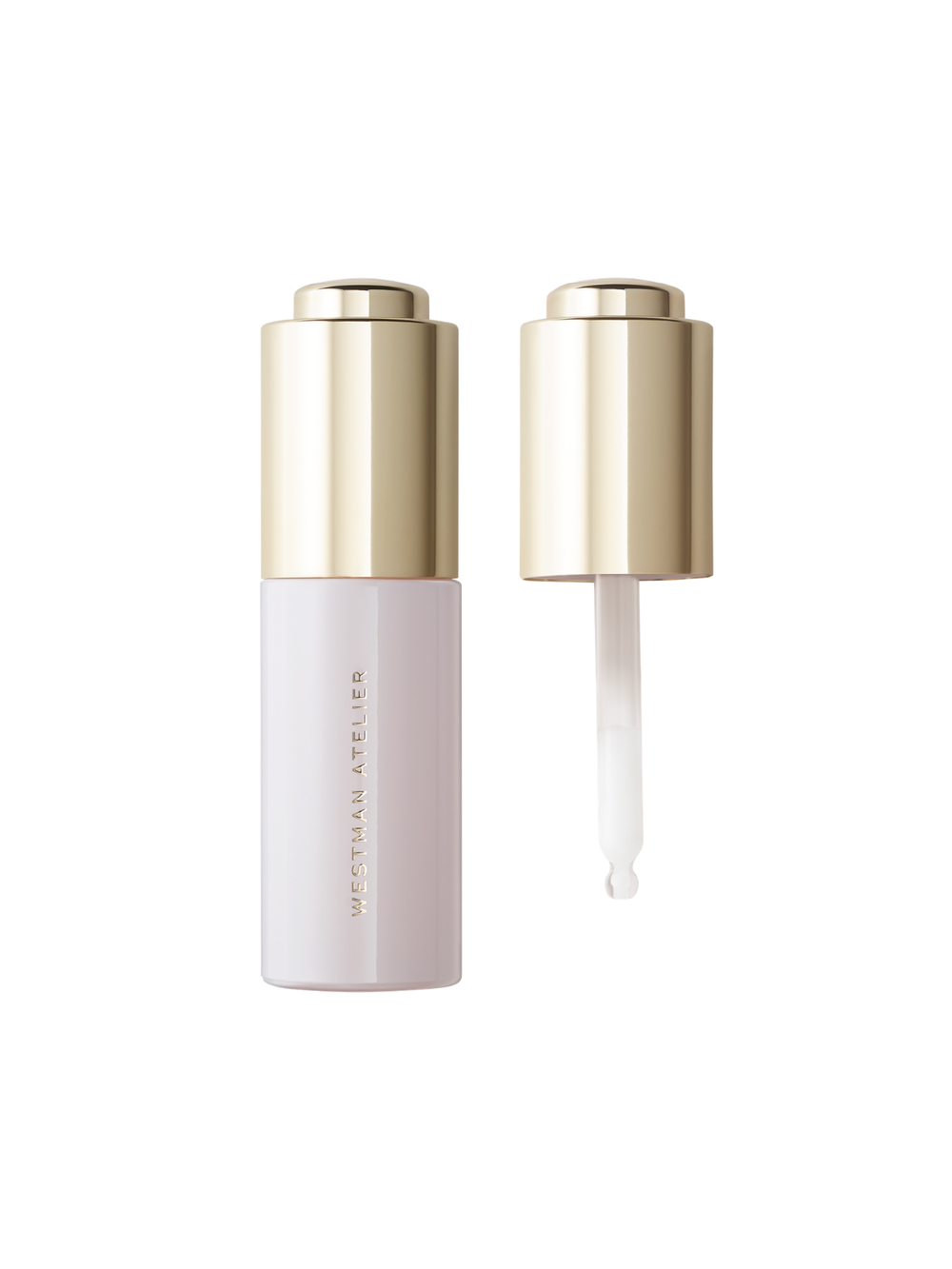 Skincare serum bottle with dropper on a white background