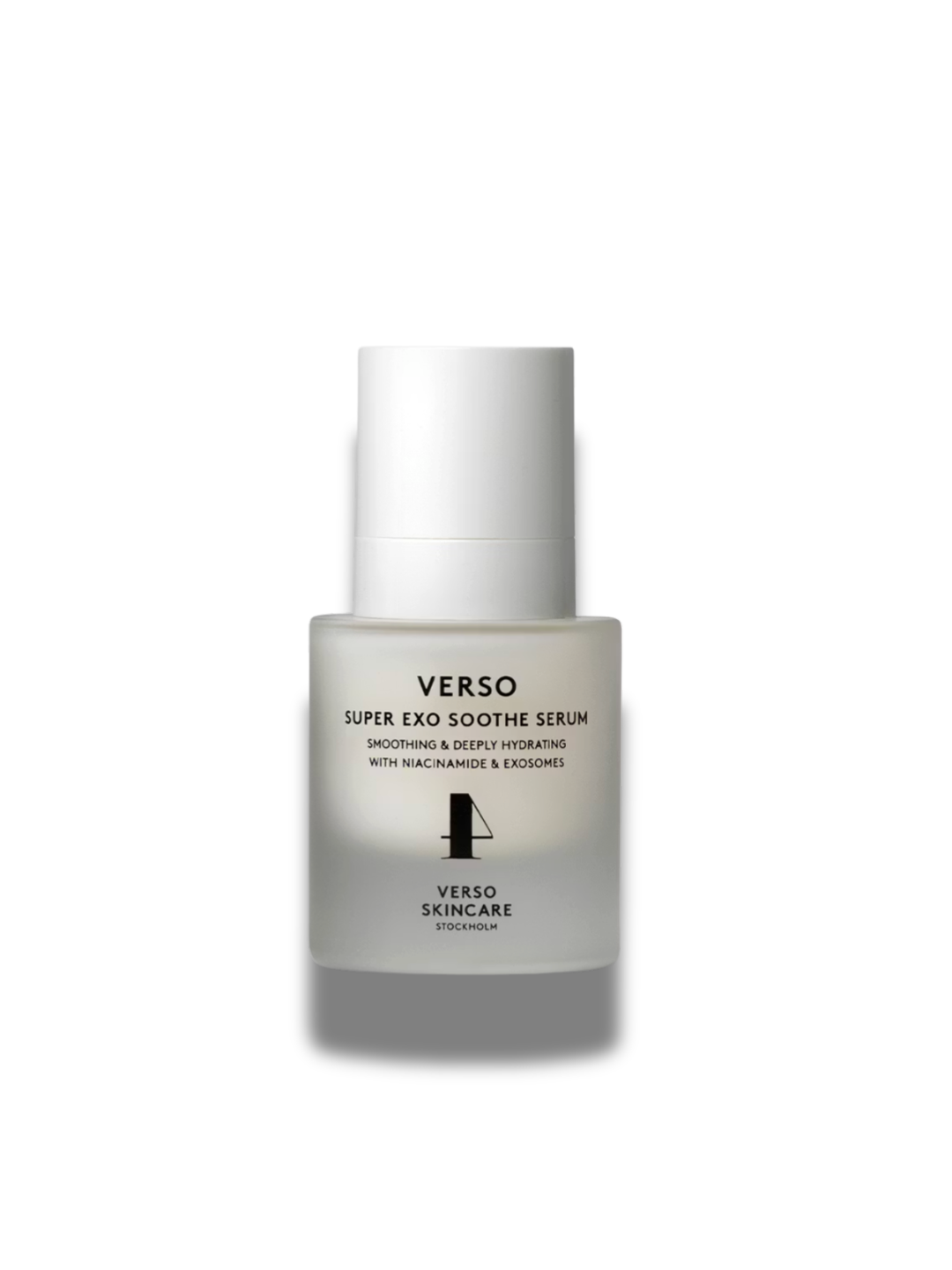 Verso Super Exo Soothe Serum bottle on a white background