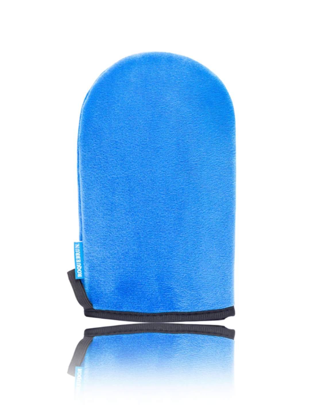 Blue mitt with black base on a white background